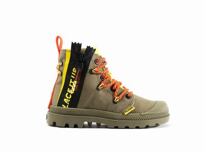 Botas Palladium PAMPA LACE IT Niños Verde | Costa Rica-61023